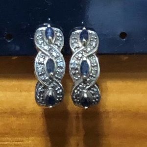 925 Vermeil Marquise Sapphire Huggie Earrings